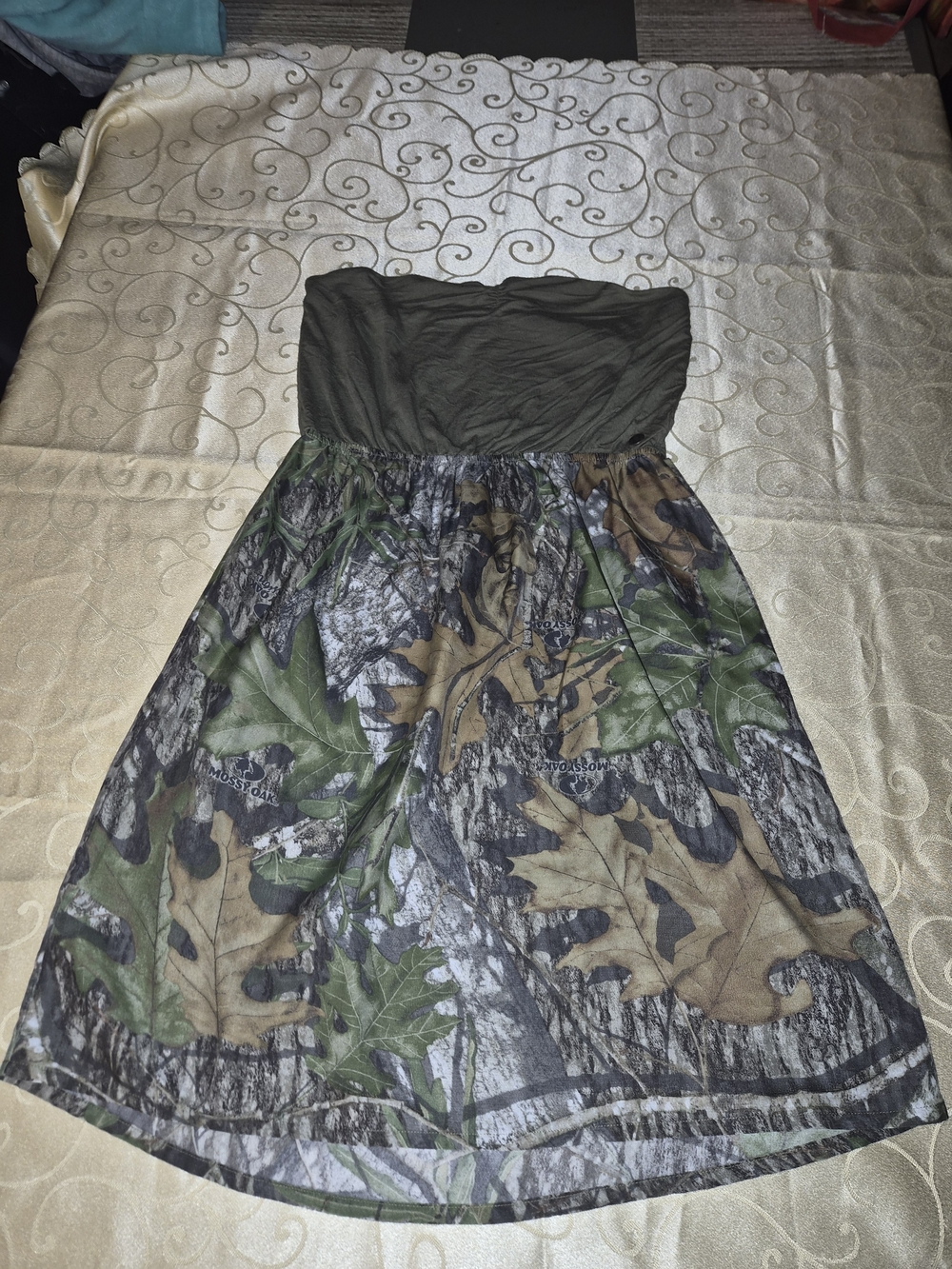 Girls with Guns strapless tube dress featuring a Mossy Oak camouflage print